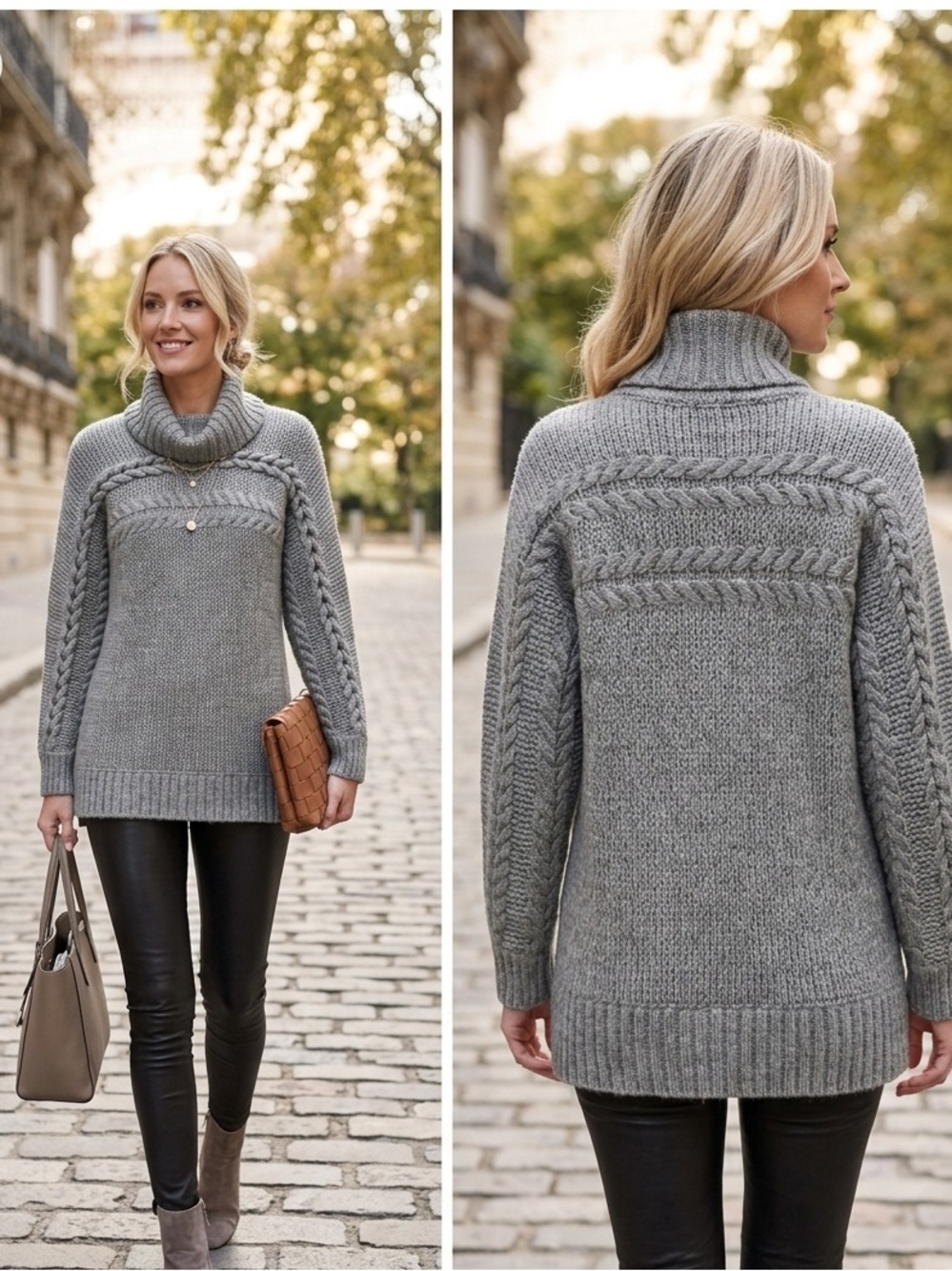 BNWT Simply Vera Vera Wang Chunky Gray Cable Knit Cowl Neck Heather Gray Sweater